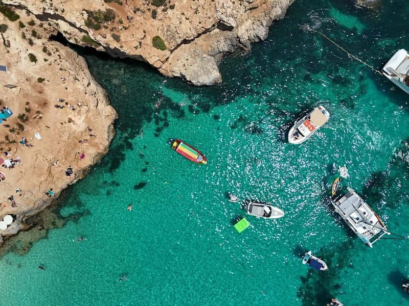 Blue Lagoon:Malta Crystal Lagoon, Comino,Private Speedboat - Route overview: 3 hours from Cirkewwa to Santa Maria Caves
