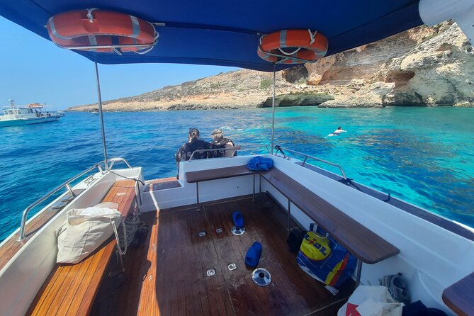 Boat Charters Blue lagoon, Crystal Lagoon, Comino, Malta 4hr trip - Stop 1: Blue Lagoon for a first swim that feels worth it