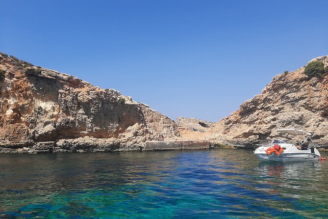 Boat Charters Blue lagoon, Crystal Lagoon, Comino, Malta 4hr trip - Santa Maria Caves and San Niklaw Bay: the end of the route feels quieter