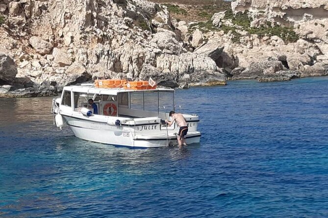 Comino and Gozo Private Boat Tour : Julie Pearl Boat - Stop 1: Blue Lagoon for swimming and snorkeling (and why the anchoring matters)