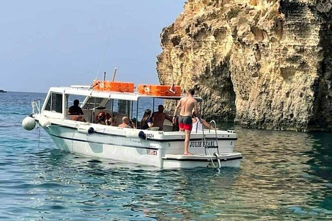 Comino and Gozo Private Boat Tour : Julie Pearl Boat - Santa Marija Bay: the calmer Comino stop for people who want shade