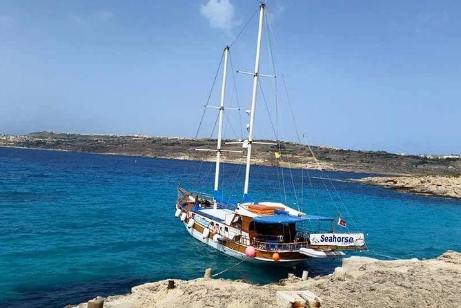 Comino, Blue Lagoon and Caves. Tour A - The cruise portion: shipwreck viewpoints, Ghadira Bay, and Mellieha’s Red Tower