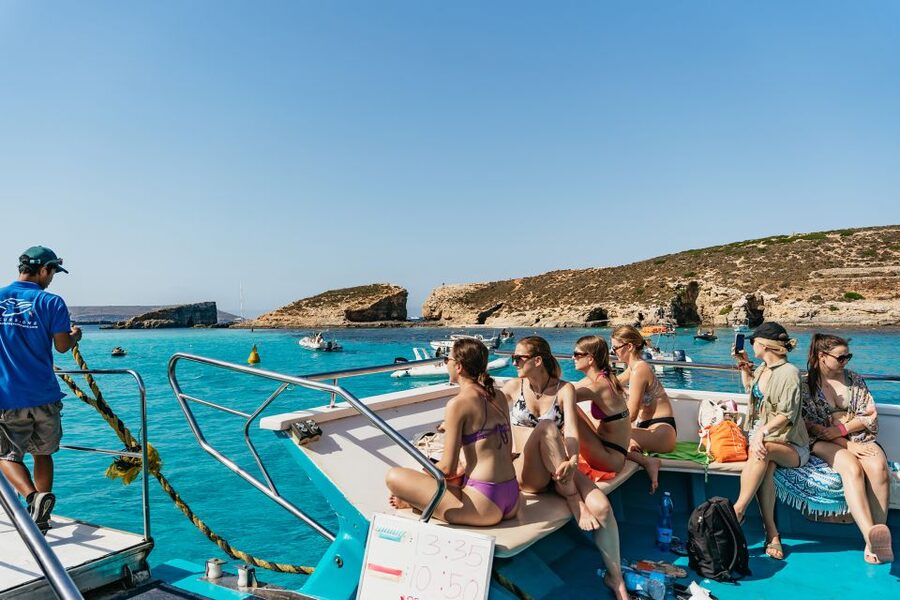 Comino: Blue Lagoon, Crystal Lagoon, and Seacaves Tour - Setting Off From Bugibba Jetty: The Boat Comfort Advantage