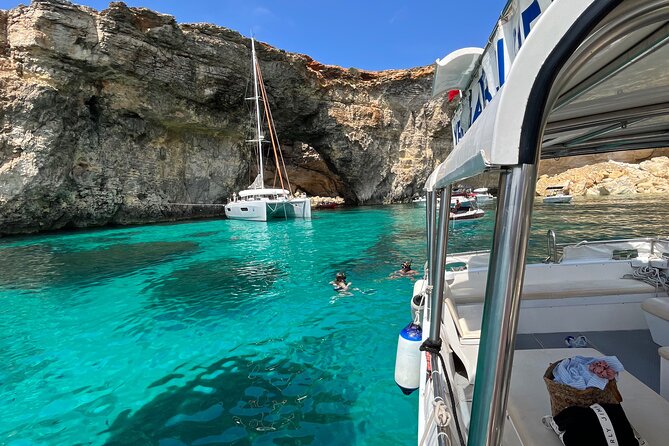 Explore Comino, Blue Lagoon & Caves - Private speed boat - Half Rock and the Gozo coastline views you can’t get from shore