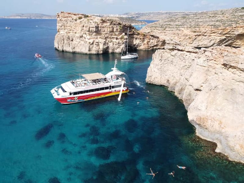 From Sliema: Comino, Crystal Lagoon, and Blue Lagoon Cruise - Blue Lagoon on Comino: 3.5 hours to swim, snorkel, and actually relax
