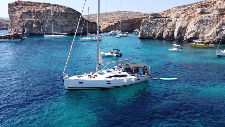 From Valletta: Full Day Private Charter on a Sailing Yacht - Blue Lagoon and Crystal Lagoon: The Swim-First Highlights