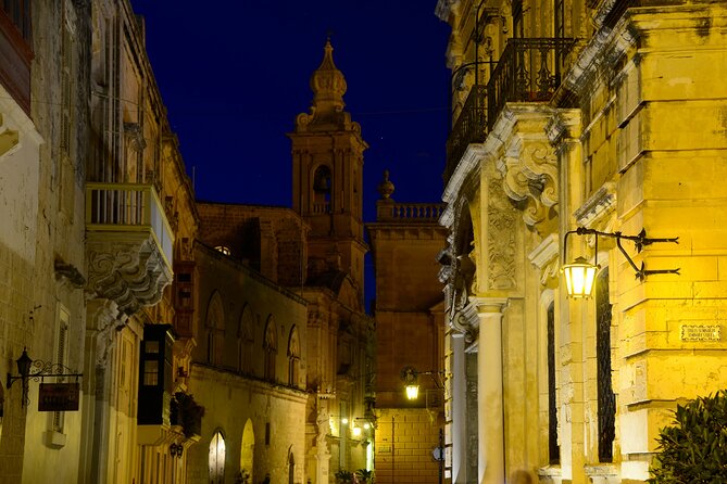 Guided Night Tour of Valletta Waterfront, Mdina and Rabat - Mdina at night: lantern streets, palazzos, and bastion views