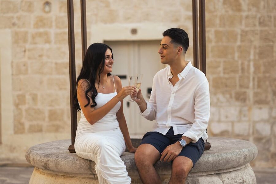 Private Couples Photoshoot in Malta - Blue Grotto (Zurrieq) and Ghajn Tuffieha: sea energy with different tradeoffs